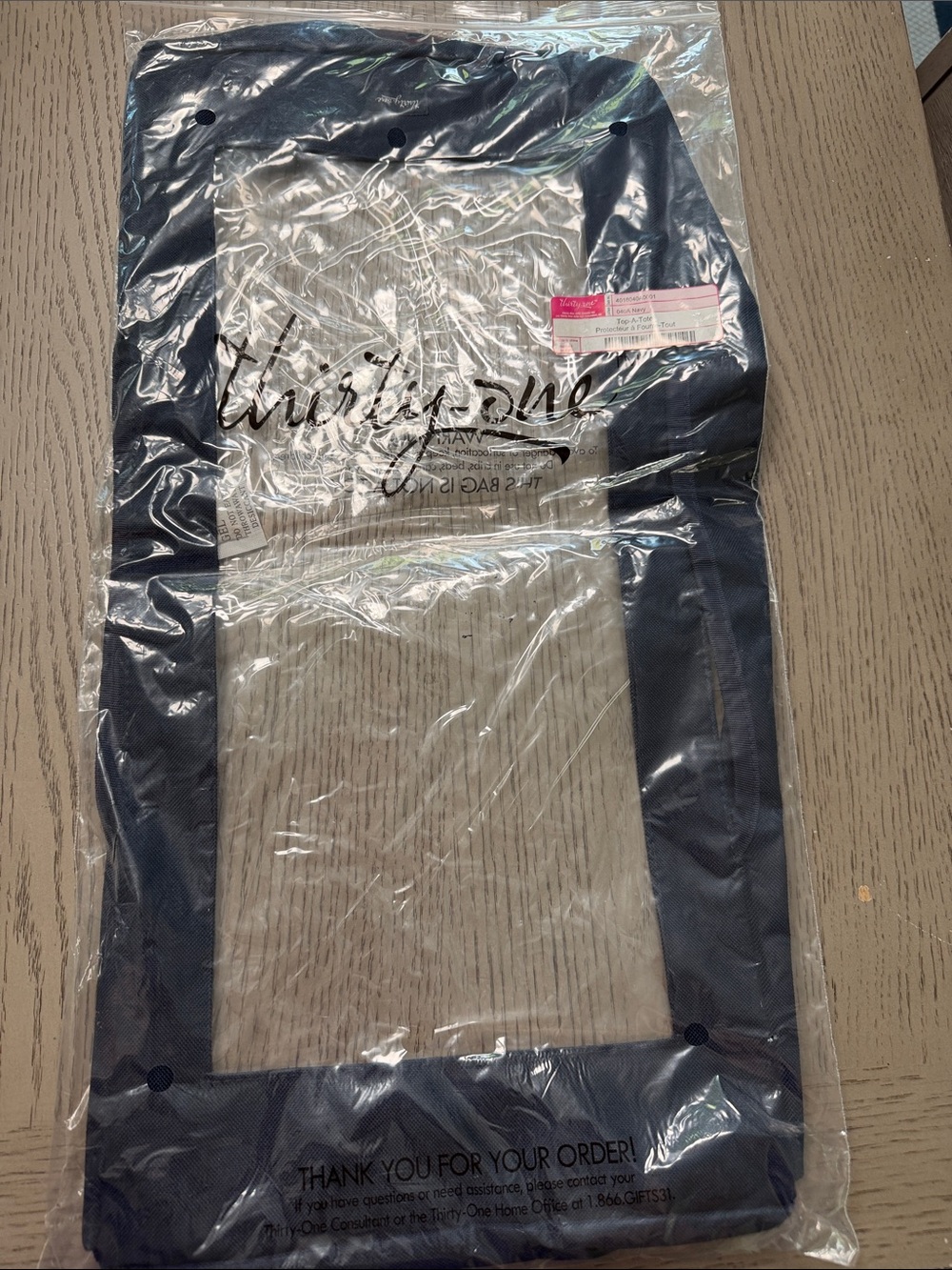thirty-one Clear Top-A-Tote with Navy Trim